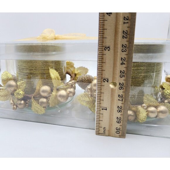 Gold Votive Gift Set Two Candle Centerpiece Accents New In Box - Picture 4 of 6